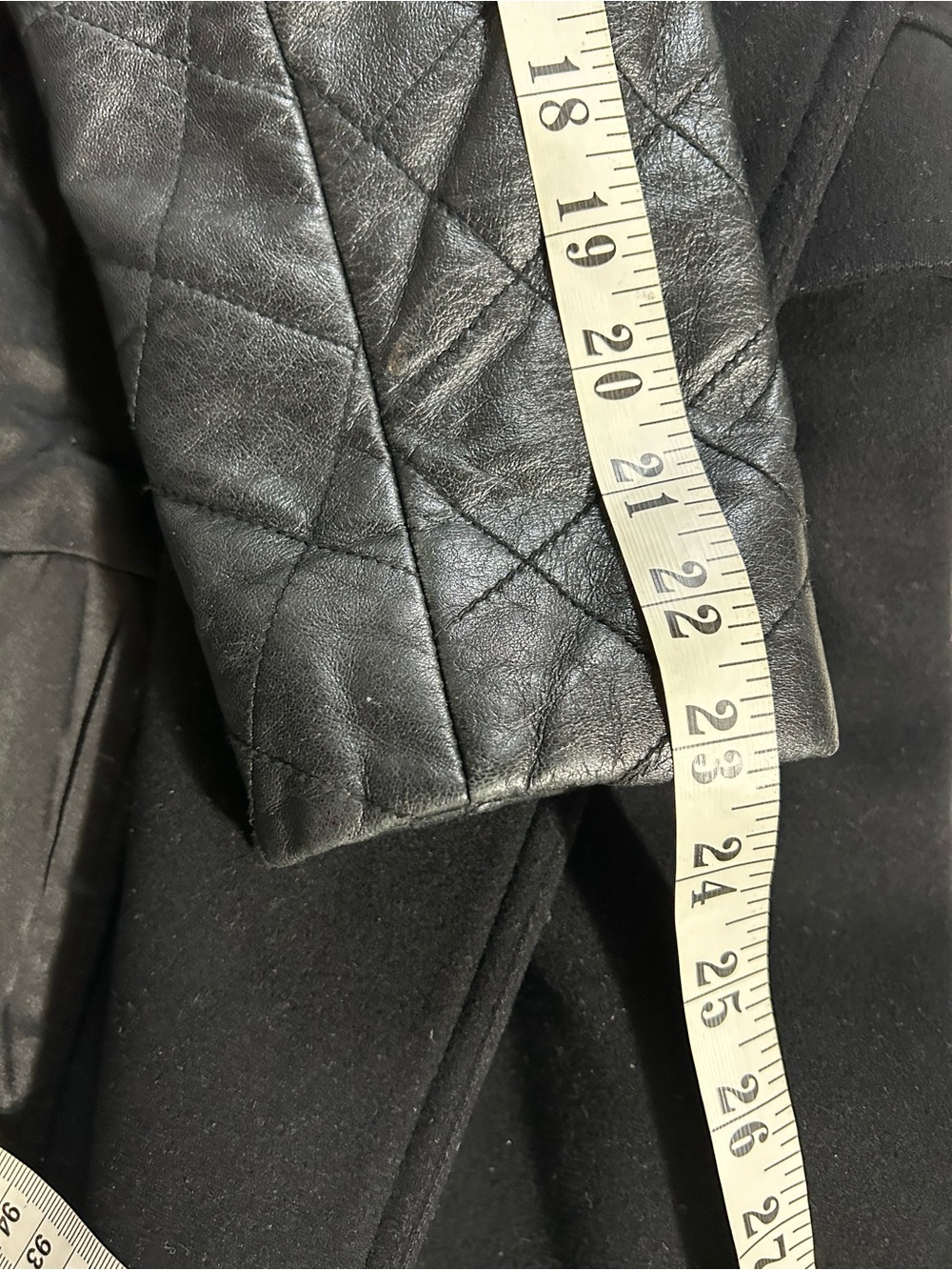 Italian Wool Quilted Lamb Leather Coat Small Black - Club Monaco - Picture 6 of 14